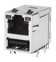 RJ45 CONN, R/A JACK, 2STACK, 8P8C, TH