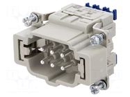 Connector: HDC; contact insert; male; 16A; 500V; Han® ES Press HARTING