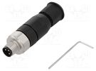 Connector: M8; male; PIN: 3; straight; for cable; plug; 4A; IP67; 60V HARTING