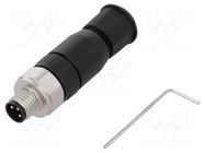 Connector: M8; male; PIN: 3; 4A; 60V; IP67; straight; for cable; plug HARTING