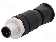 Connector: M12; plug; PIN: 4; male; 250V; straight; IP67; for cable HARTING