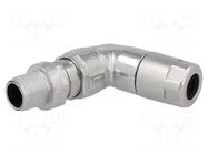 Connector: M12; plug; PIN: 8; male; Slim; 48V; angled 90°; IP65,IP67 HARTING