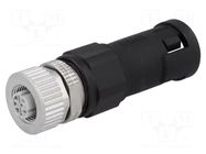 Connector: M12; plug; PIN: 4; female; 250V; straight; IP67; for cable HARTING