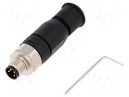 Connector: M8; male; PIN: 4; 4A; 30V; IP67; straight; for cable; plug HARTING