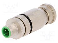 Plug; M12; PIN: 4; male; D code-Ethernet; for cable; screw terminal HARTING