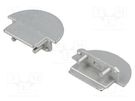 Cap for LED profiles; silver; 2pcs; ABS; with hole; GROOVE14 TOPMET