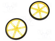 Wheel; yellow; Shaft: D spring; push-in; Ø: 80mm; Shaft dia: 3mm POLOLU
