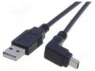 Cable; USB 2.0; USB A plug,USB B mini plug angle; 1.8m; black Goobay