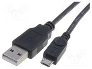 Cable; USB 2.0; USB A plug,USB B micro plug; 1m; black Goobay