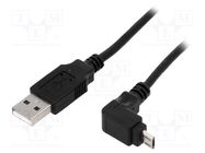 Cable; USB 2.0; USB A plug,USB B micro plug (angle); 1.8m; black Goobay