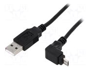Cable; USB 2.0; USB A plug,USB B micro plug (angle); 1.8m; black GOOBAY