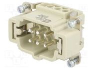 Connector: HDC; contact insert; male; Han® Ex; PIN: 6; 6+PE; size 6B HARTING