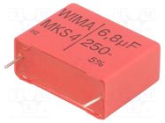 Capacitor: polyester; 6.8uF; 160VAC; 250VDC; 27.5mm; ±5%; -55÷100°C WIMA