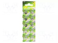 Battery: alkaline; LR43,coin,R1142; 1.5V; non-rechargeable GP