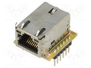 Module: Ethernet; Comp: W5500; 3.3VDC; SPI; 2.54mm; pin header,RJ45 WIZNET