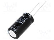 Capacitor: electrolytic; THT; 2200uF; 25VDC; Ø12x25mm; Pitch: 5mm Elite