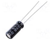 Capacitor: electrolytic; THT; 47uF; 25VDC; Ø5x11mm; Pitch: 2mm; ±20% Elite