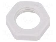 Nut; PG7; polyamide; Thk: 5mm; Spanner: 19mm; grey; Thread: PG HUMMEL