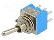 Switch: toggle; Pos: 2; DPDT; ON-ON; 3A/250VAC; Leads: for PCB; 20mΩ NINIGI