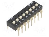 Switch: DIP-SWITCH; Poles number: 8; ON-OFF; 0.1A/24VDC; Pos: 2; THT DIPTRONICS
