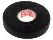 Tape: textile; W: 19mm; L: 25m; Thk: 0.3mm; Automotive; black; 105°C TESA