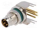 Connector: M8; male; PIN: 4; angled 90°; socket; 4A; IP68; 30V; metal AMPHENOL LTW