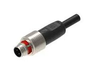 SENSOR CORD, 4P M12 PLUG-FREE END/BLK/5M