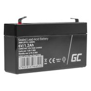 Maintenance-free AGM VRLA Battery Green Cell AGM52 6V 1.2Ah (for alarm system, cash register, toy), Green Cell