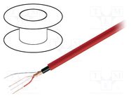 Wire: microphone cable; 1x2x0.22mm2; red; OFC; -15÷70°C; PVC TASKER