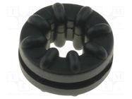 Grommet; Ømount.hole: 6.3mm; black; Panel thick: max.1.2mm FIX&FASTEN