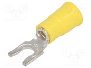Tip: fork; M4; Ø: 4.32mm; crimped; for cable; insulated; yellow KEYSTONE