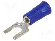 Tip: fork; M4; Ø: 4.32mm; crimped; for cable; insulated; blue; copper KEYSTONE