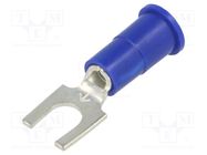 Tip: fork; M4; Ø: 4.32mm; crimped; for cable; insulated; blue; copper KEYSTONE