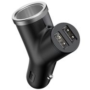 Baseus Y Type Car Charger car charger 2x USB + cigarette lighter socket 3.4A black (CCALL-YX01), Baseus