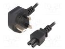 Cable; 3x0.75mm2; BS 1363 (G) plug,IEC C5 female; PVC; 1.8m; 2.5A ESPE