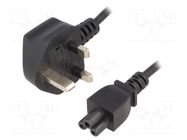 Cable; 3x0.75mm2; BS 1363 (G) plug,IEC C5 female; PVC; 1.8m; 2.5A ESPE