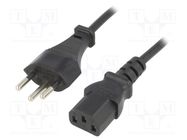 Cable; 3x0.75mm2; IEC C13 female,SEV-1011 (J) plug; PVC; 1.8m ESPE
