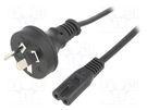 Cable; 2x0.75mm2; AS/NZS 3112 (I) plug,IEC C7 female; PVC; 1.8m ESPE