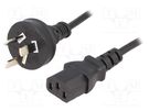 Cable; 3x0.75mm2; AS/NZS 3112 (I) plug,IEC C13 female; PVC; 1.8m ESPE