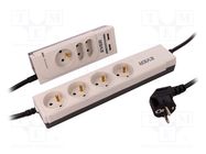 Plug socket strip: protective; Sockets: 7; 250VAC; 10A; white; 918J EVER
