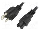Cable; 3x0.75mm2; IEC C5 female,NEMA 5-15 (B) plug; PVC; 1.5m ESPE