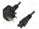 Cable; 3x0.75mm2; BS 1363 (G) plug,IEC C5 female; PVC; 1.5m; 2.5A ESPE
