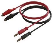 ALLIGATOR CLIP-BANANA PLUG, BLK/RED, 5A