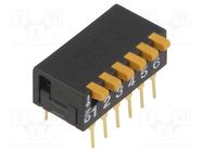 Switch: DIP-SWITCH; Poles number: 6; ON-OFF; 0.03A/30VDC; Pos: 2 OMRON Electronic Components