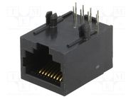 RJ45; socket; PIN: 8; Layout: 8p8c; on PCBs; THT; angled 90° KEYSTONE