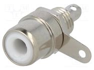 Socket; RCA; female; straight; soldering; brass; nickel plated KEYSTONE