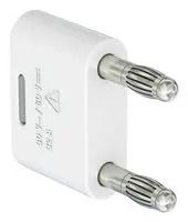 BANANA TEST CONN, PLUG, 32A, WHITE/CABLE