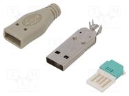 Connector: USB A; plug; male; for cable; without tools; PIN: 4; grey LOGILINK