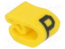 Markers; Marking: P; 2÷5mm; PVC; yellow; -65÷105°C; leaded; HGDC2-5 HELLERMANNTYTON