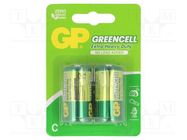 Battery: zinc-carbon; 1.5V; C; non-rechargeable; 2pcs; GREENCELL GP